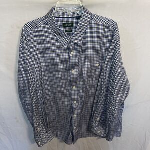 Orvis Dress Shirt Mens Size 2XL White Blue Gingham Outdoors Fishing Comfort